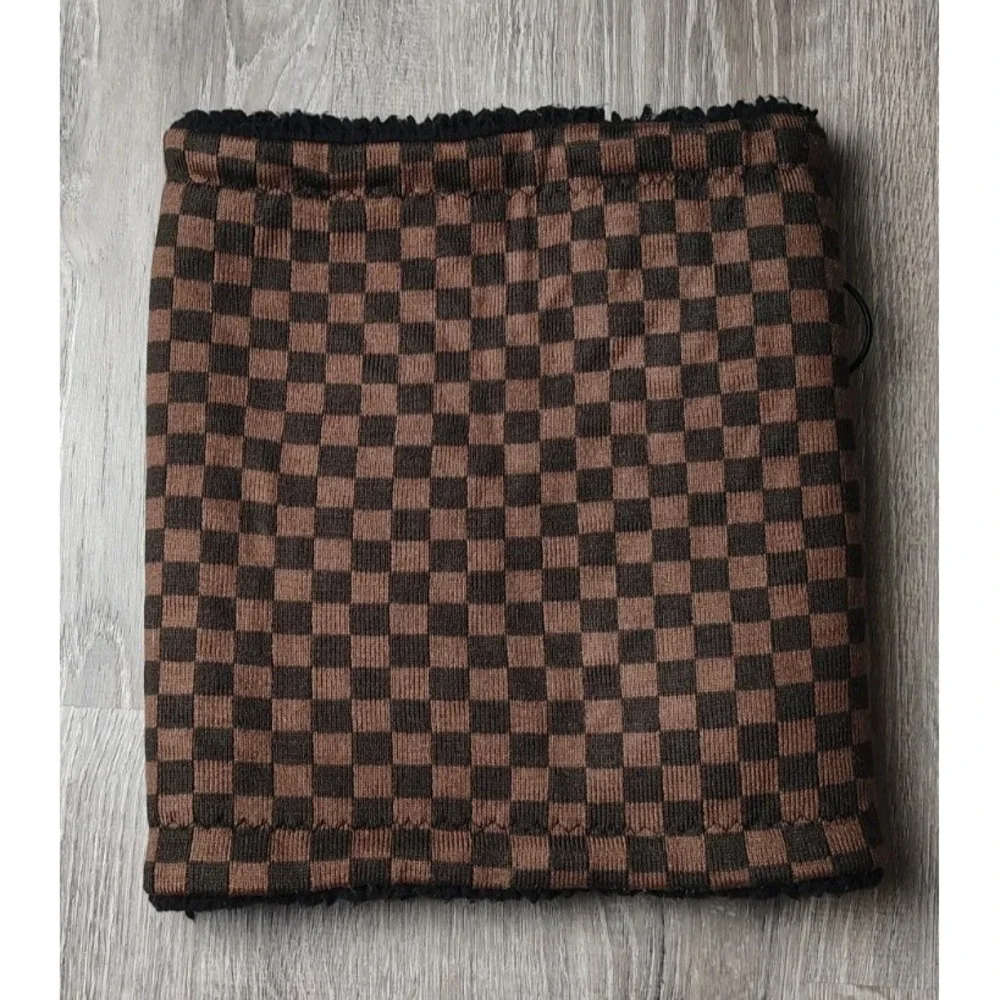 Sprayground Neck Warmer Chase Bank‎ Checker Cinch Cord Brown Black